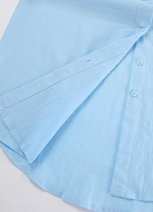 Loose Cotton Blouse Wide Leg Pants Two Piece Set