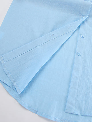 Loose Cotton Blouse Wide Leg Pants Two Piece Set