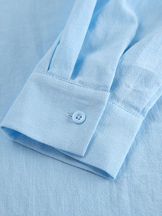 Loose Cotton Blouse Wide Leg Pants Two Piece Set