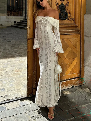 Off-the-Shoulder Lace Maxi Dress