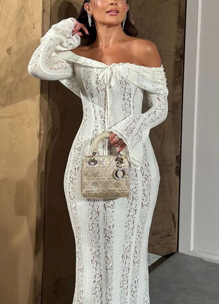 Off-the-Shoulder Lace Maxi Dress