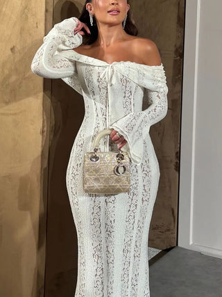 Off-the-Shoulder Lace Maxi Dress