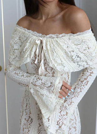 Off-the-Shoulder Lace Maxi Dress