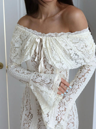 Off-the-Shoulder Lace Maxi Dress