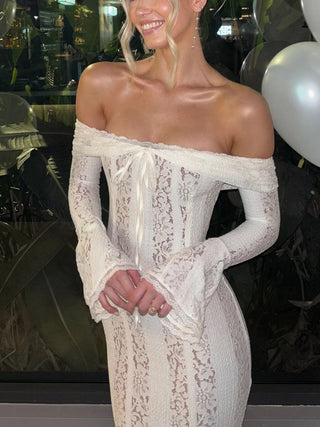 Off-the-Shoulder Lace Maxi Dress