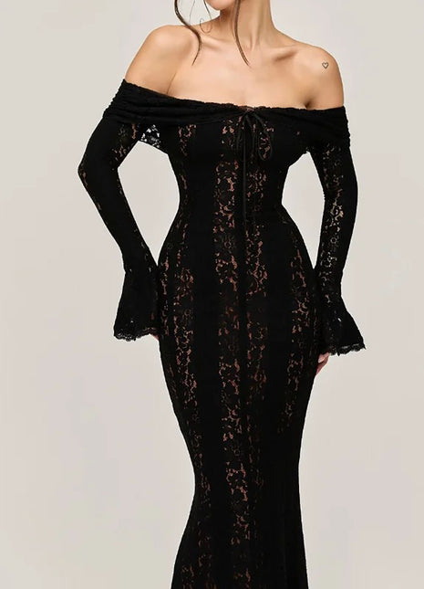 Off-the-Shoulder Lace Maxi Dress