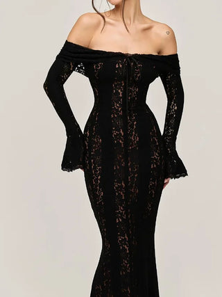 Off-the-Shoulder Lace Maxi Dress