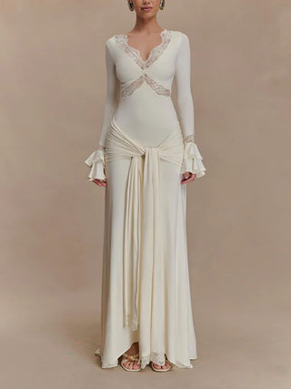 Elegant & Sexy Lace-Paneled Maxi Dress