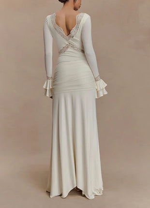 Elegant & Sexy Lace-Paneled Maxi Dress