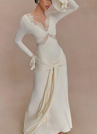 Elegant & Sexy Lace-Paneled Maxi Dress