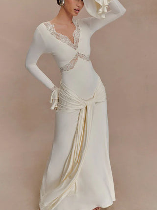 Elegant & Sexy Lace-Paneled Maxi Dress