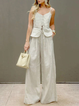 Casual Cotton-Linen Two-Piece Set
