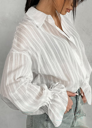 Women's Jacquard with Flared Sleeves Blouse