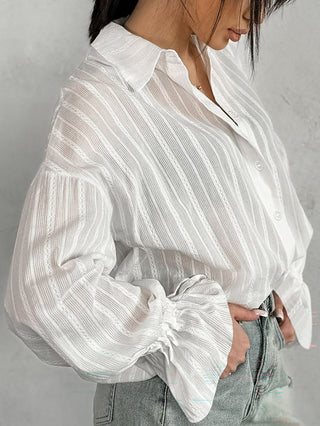 Women's Jacquard with Flared Sleeves Blouse