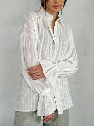 Women's Jacquard with Flared Sleeves Blouse