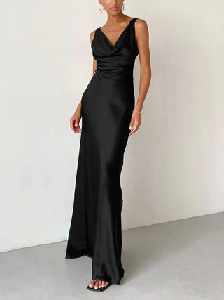 Sexy Ice Silk Backless Maxi Dress