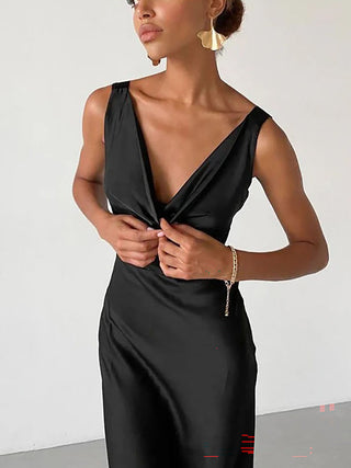 Sexy Ice Silk Backless Maxi Dress