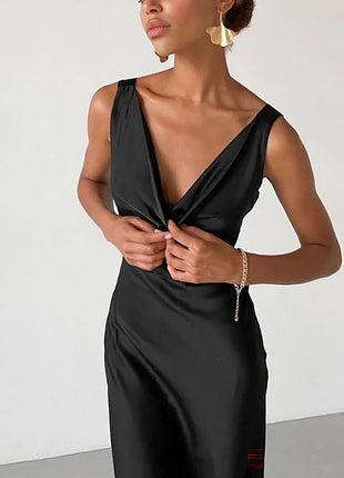 Sexy Ice Silk Backless Maxi Dress