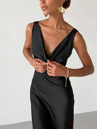 Sexy Ice Silk Backless Maxi Dress