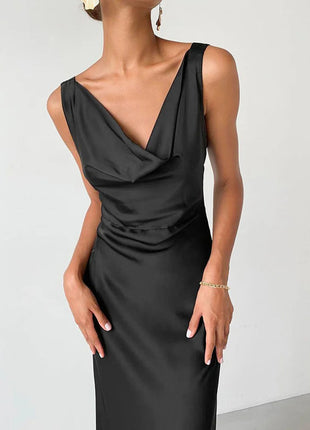 Sexy Ice Silk Backless Maxi Dress