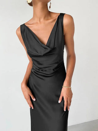 Sexy Ice Silk Backless Maxi Dress