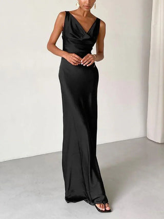 Sexy Ice Silk Backless Maxi Dress