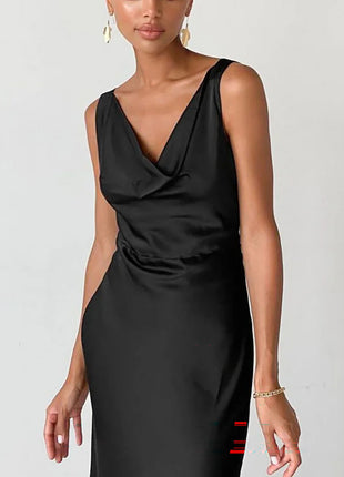 Sexy Ice Silk Backless Maxi Dress
