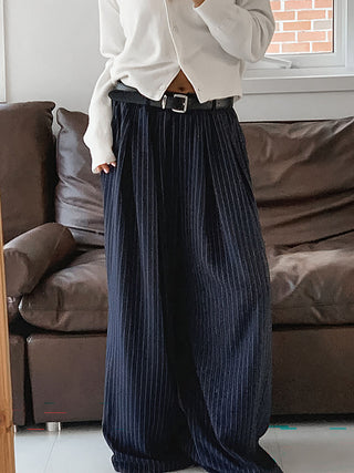 Women's Retro Striped Loose-Fit High-Waisted Wide-Leg Pants