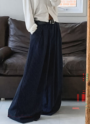 Women's Retro Striped Loose-Fit High-Waisted Wide-Leg Pants