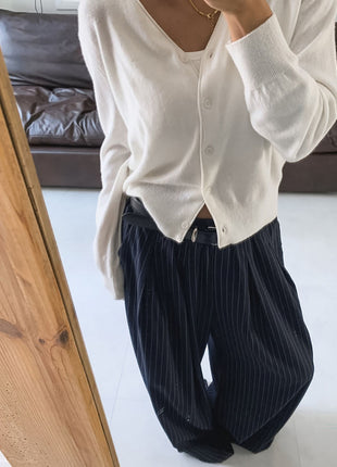 Women's Retro Striped Loose-Fit High-Waisted Wide-Leg Pants