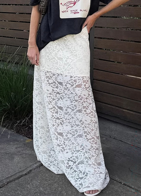 Jacquard Cutout Lace Maxi Skirt