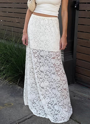 Jacquard Cutout Lace Maxi Skirt