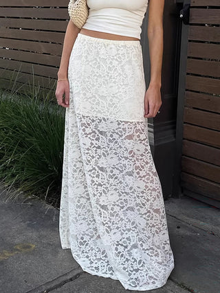 Jacquard Cutout Lace Maxi Skirt