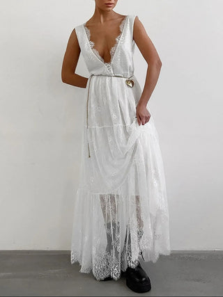 Sexy Lace Backless Maxi Dress