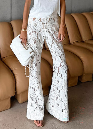 Women Cotton Lace Jacquard Pants