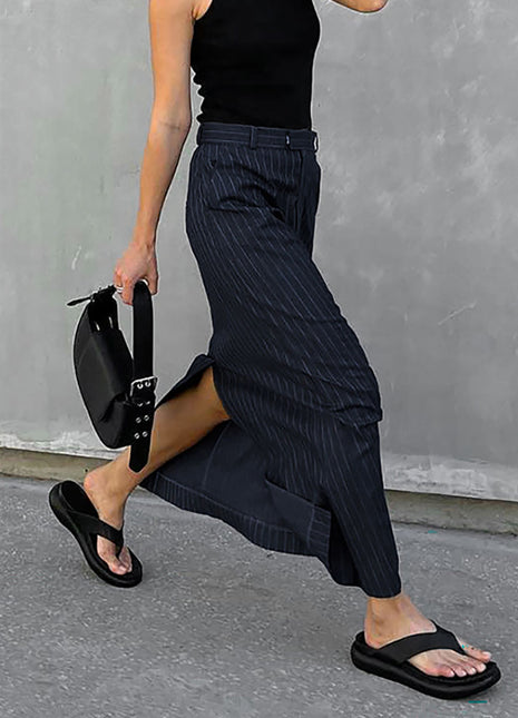 Striped Printed Straight-Cut Skirt
