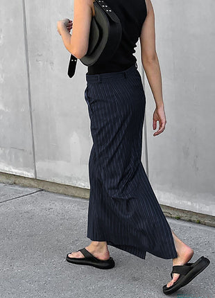 Striped Printed Straight-Cut Skirt