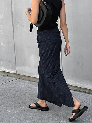 Striped Printed Straight-Cut Skirt