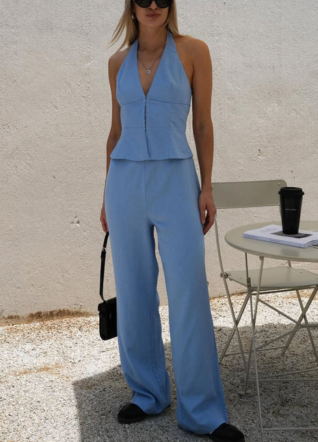 Cotton-Linen Sleeveless Top & Pants Two-Piece Set