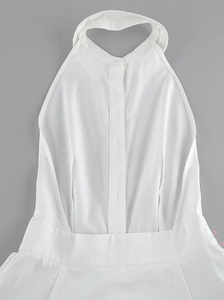 Women's Cotton Halter-Neck Backless Sexy Dress