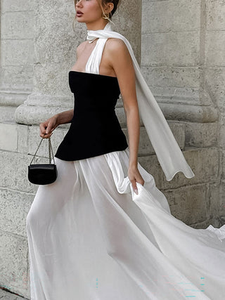 Color-Block Elegant Vacation Dress