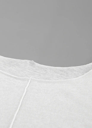 Solid-Color Crew Neck Long-Sleeve Pullover T-Shirt