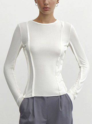 Simple Crew-Neck Long-Sleeve T-Shirt
