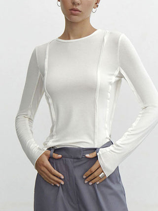 Simple Crew-Neck Long-Sleeve T-Shirt