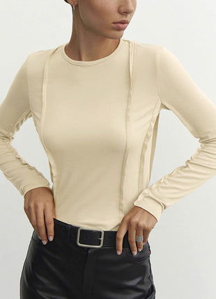 Simple Crew-Neck Long-Sleeve T-Shirt