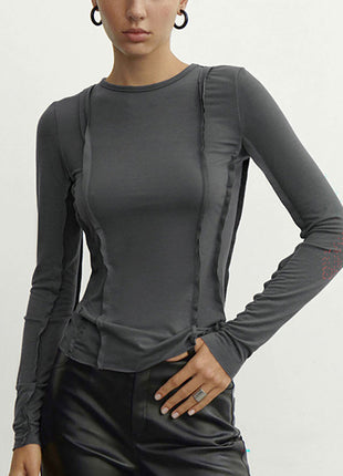 Simple Crew-Neck Long-Sleeve T-Shirt