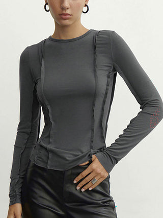 Simple Crew-Neck Long-Sleeve T-Shirt
