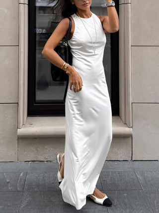Sleeveless Ruched Slim Fit Midi Maxi Dress