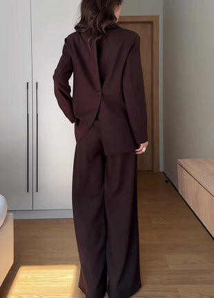 Blazer Wide Leg Pants Formal Two Piece Suit