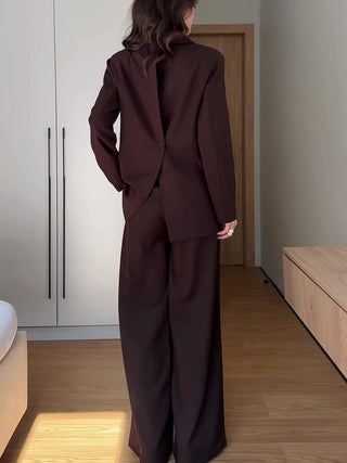 Blazer Wide Leg Pants Formal Two Piece Suit